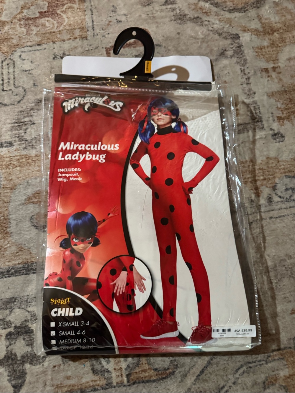 Spirit Miraculous Ladybug Red & Black Kids Costume - Jumpsuit, Wig & Mask